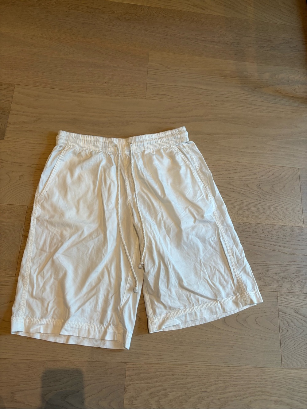 Free People Men's White Elastic Drawstring Athletic Shorts